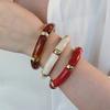 Curved Design Stone Grain Bracelet Multicolour Charm Bracelet Fashion Bamboo Pipe Bracelet Women