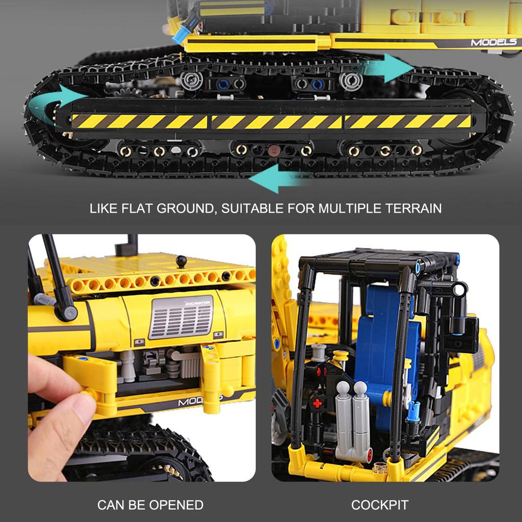 Mold King STEM Technology Scale RC Excavation Block 1830 Remote Control Rechargeable Excavation Car Block Suitable for Children and Adults 120 Set,