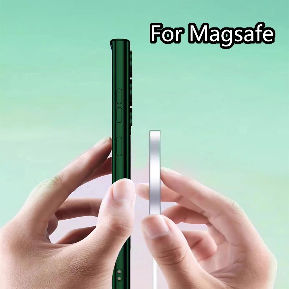 Роскошные беспроводные магнитные чехлы с покрытием для Magsafe Чехол Samsung Galaxy S26 S25 FE S23 S24 Ultra S21 S22 Защитная крышка для объектива