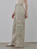 LE STUDIO Side Pocket Crinkle Pants Khaki Beige