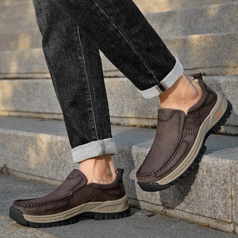 Модный Новый Универсальный Износостойкий Повседневный Кожаный Обувь из Коровьей Кожи для Мужской Удобный и Нескользящий Походный Повседневный Обувь