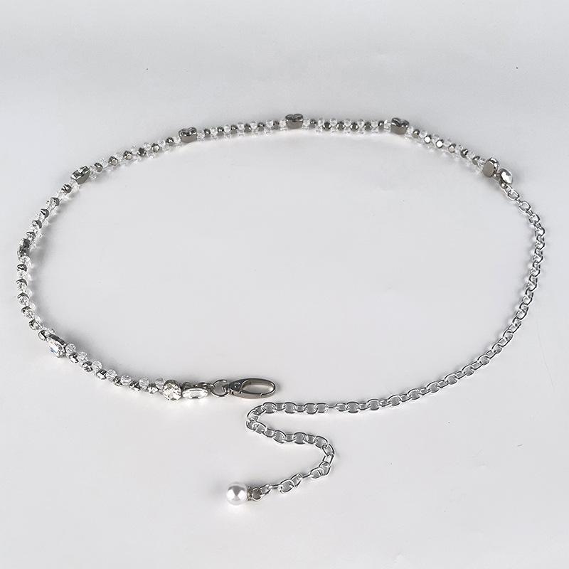 Корейская версия цепочки на талию с инкрустацией бриллиантами Женский ремень Модный женский пояс для платья, юбки Декоративный страз Элегантный