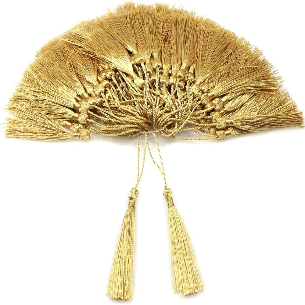 Gold Silky Handmade Soft Tassels 5 Inches Small Chinese Knot DIY Projects