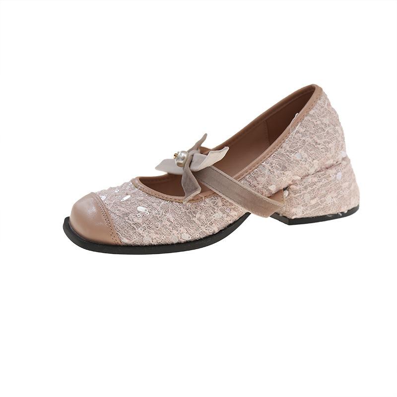 French Small Fragrant Mary Jane Shoes Children's Spring 2025 New Temperament Thick Heel Single Shoes with Skirt High Heels