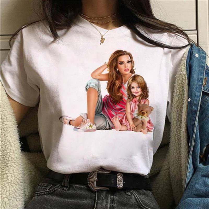 Spring Summer New Mother's Day Theme Large Size Women's Simple Cartoon Casual T-shirt Women Oversized T Shirt Tops
