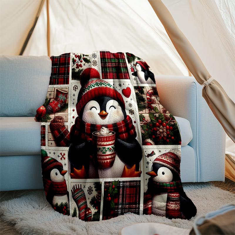Christmas Animals Theme Printed Blanket - Perfect for Couch, Bed, Travel & Outdoor Use | Machine Washable, Cozy & Durable.