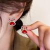 Серьги-кролики Зодиака - Красные Новогодние украшения с Серебряной Иглой - Нишевый Дизайн