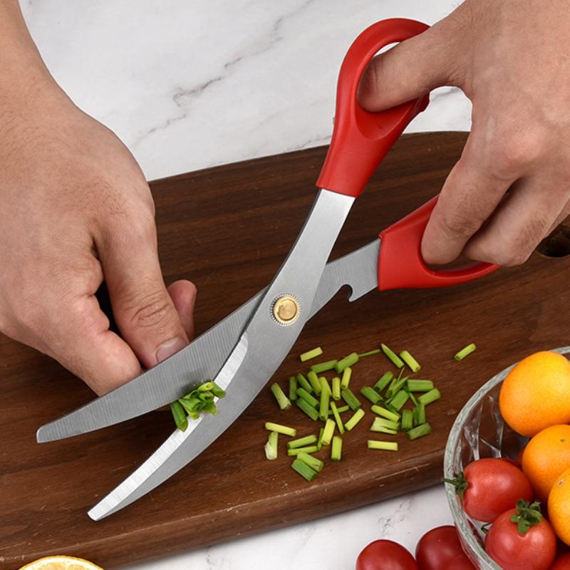Кухонные ножницы с изогнутыми лезвиями, корейские ножницы для барбекю из нержавеющей стали, кухонные ножницы для бара, многофункциональные бытовые ножницы
