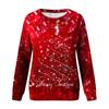 Женский повседневный модный рождественский принт с длинным рукавом и круглым вырезом, пуловер, топ