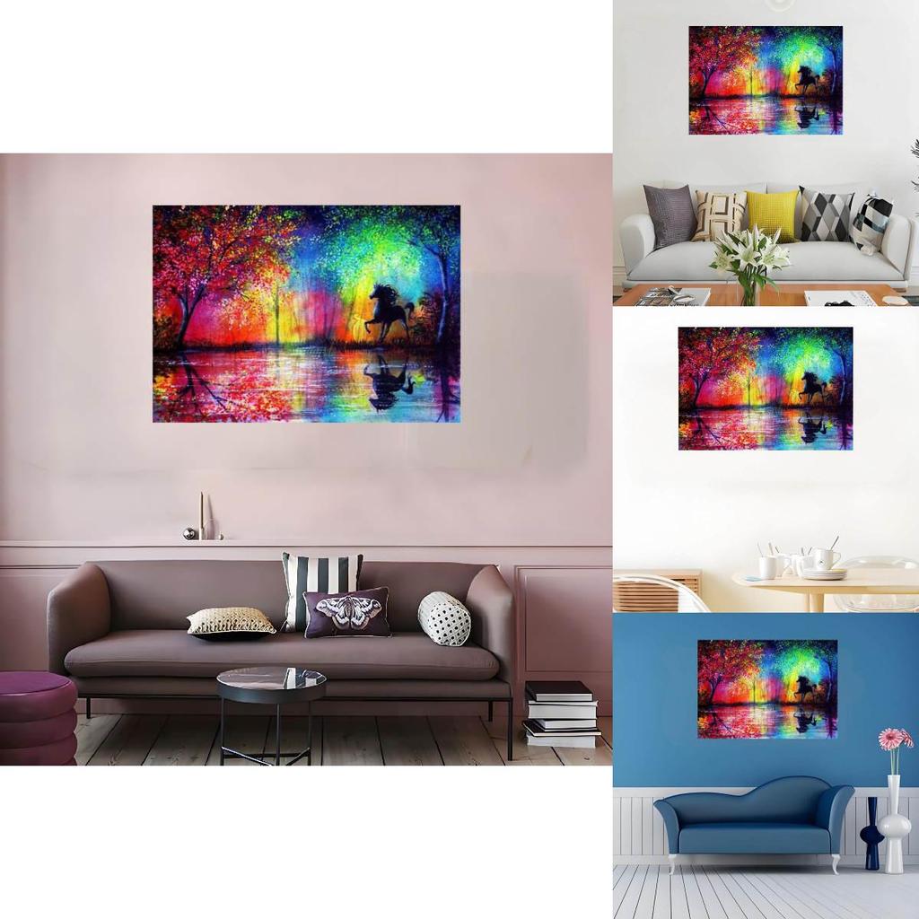 Холст без рамы Животное Лошадь Настенное искусство для дизайна интерьера спальни и офиса