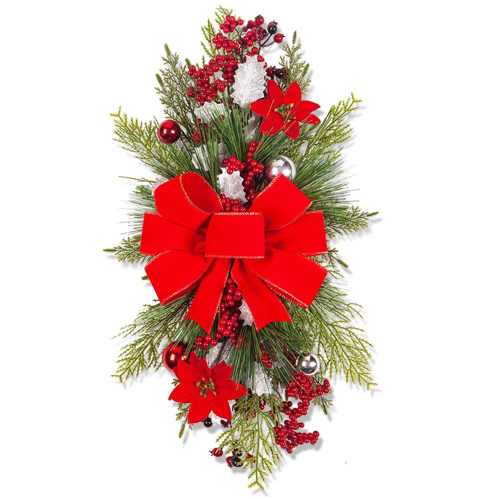 Christmas Staircase Wreath Floor Hanging Bow Pendant Decoration Christmas Nordic Home Style