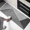 Кухонный коврик для пола Водонепроницаемый Нескользящий Маслостойкий Кожаный ковер ПВХ Серый Имитация мрамора Геометрический коврик Домашний декоративный коврик