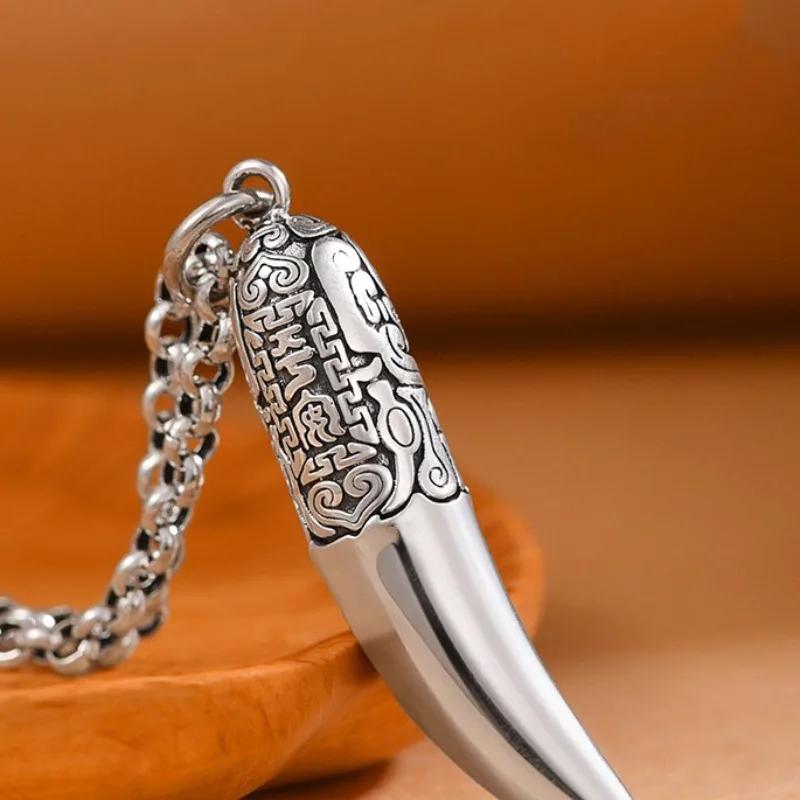 Креативное Этническое Стильное глянцевое Ожерелье Цепи Киль Банкетный граненый кулон Клык волка для Мужской Ретро Бижутерии