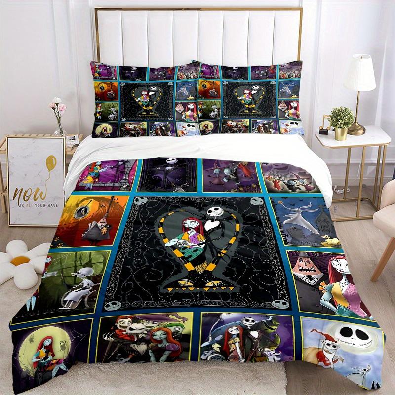 3pcs Jack Tim Burtons The Nightmare Before Christmas Quilt Cover Set (1 Quilt Cover + 2 Pillowcases Without Pillow Core), High-Definition Pr