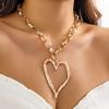 Exaggerated Heart O-Shaped Chain Necklace, Big Love Necklace Alloy Romantic Jewelry For Women Valentine's Day Gift