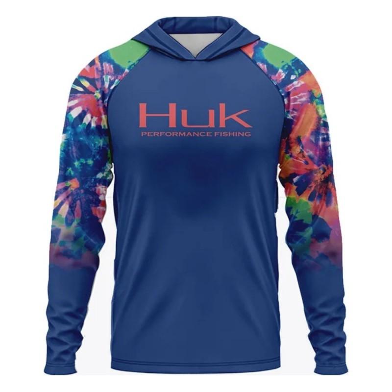 Mens UPF 50 Quick-Dry Hooded Fishing Shirt Breathable Sun Protection Long Sleeve Outdoor Sport Top