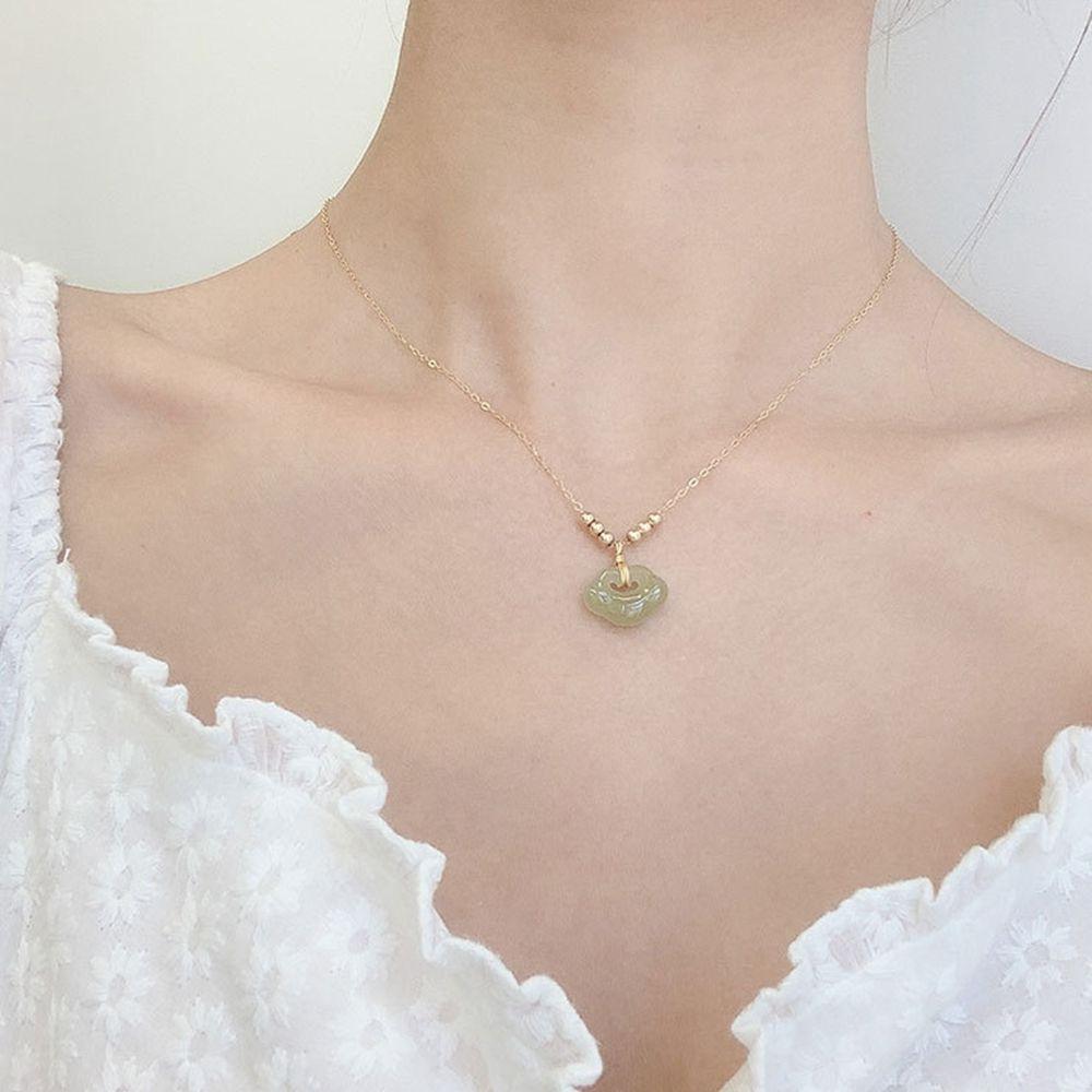 Bead Longevity Lock Necklace Korean Style Jewelry Female Necklace Clavicle Chain