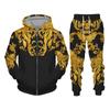 New Set 3D Printing Fashion Personality Creative Mens Zipper Hooded Suits Casual Sweatshirt Sweatpants Two Piece Sets Tracksuits