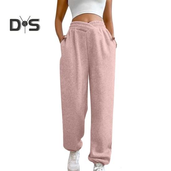 Женские спортивные штаны с высокой талией, свободные спортивные штаны с карманами, кроссоверы, спортивные штаны, удобные брюки для тренировок