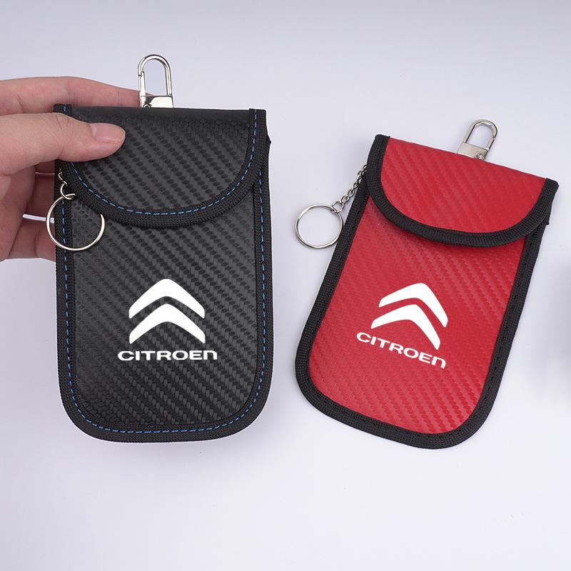 Leather Car Key Case Signal Blocker Bag Shielding Pocket For Citroen C1 C2 C3 Grand C4 Picasso C4L VTS C-ELYSEE DS Accessories aje256