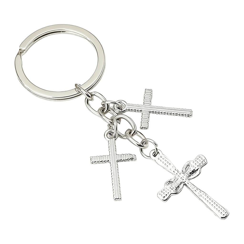 Exquisite Rhinestones Embellished Metal Crucifix Key Holder for Keys Backpacks and Decorative Accessory Keyring Charm
