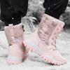 Winter Children's and Girls' Plus Size Anti Slip Wear-resistant Fashionable Warm and Plush High Top Snow Boots Cotton Boots 31-40