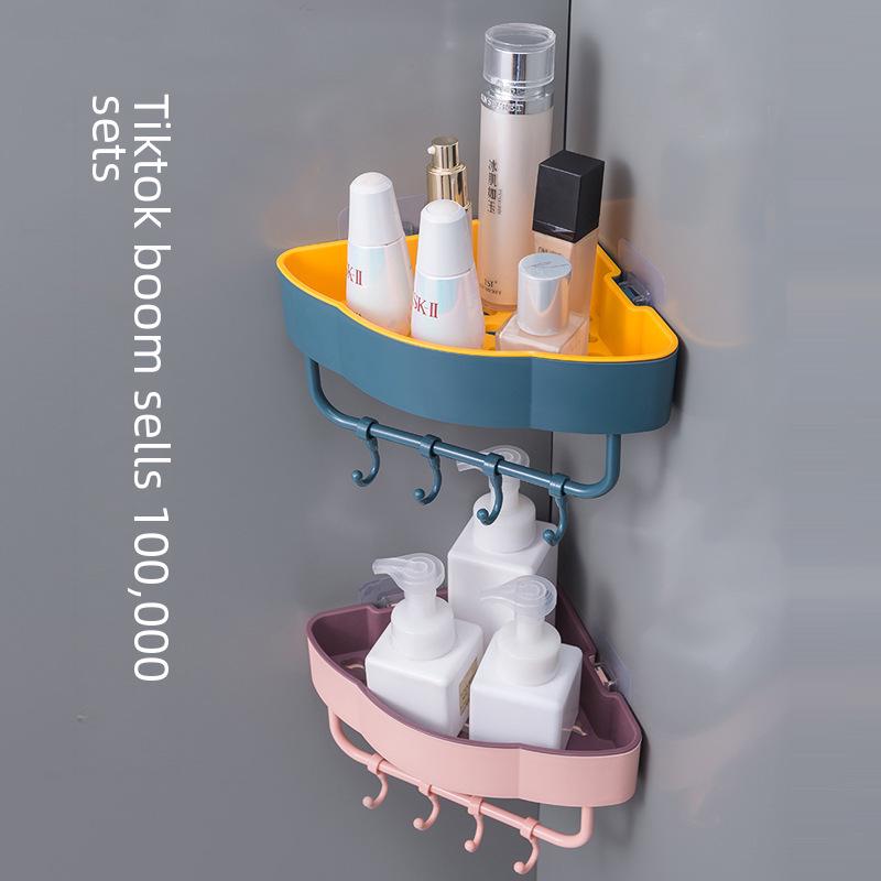 Скандинавская контрастная треугольная полка для ванной комнаты — экономия места, настенное хранение без отверстий