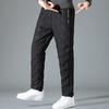 Зимние осенние мужские спортивные брюки, свободные, эластичный пояс, толстые плюшевые водонепроницаемые карманы, свободные прямые однотонные спортивные брюки для повседневной носки