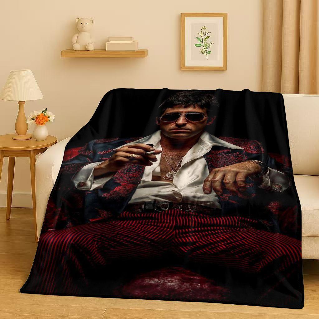 Classic Scarface Tony Gang Movie Flannel Blanket,Ultra Soft Plush Throw for Home Bedroom Bed Sofa Cover Office Picnic Kids Gift