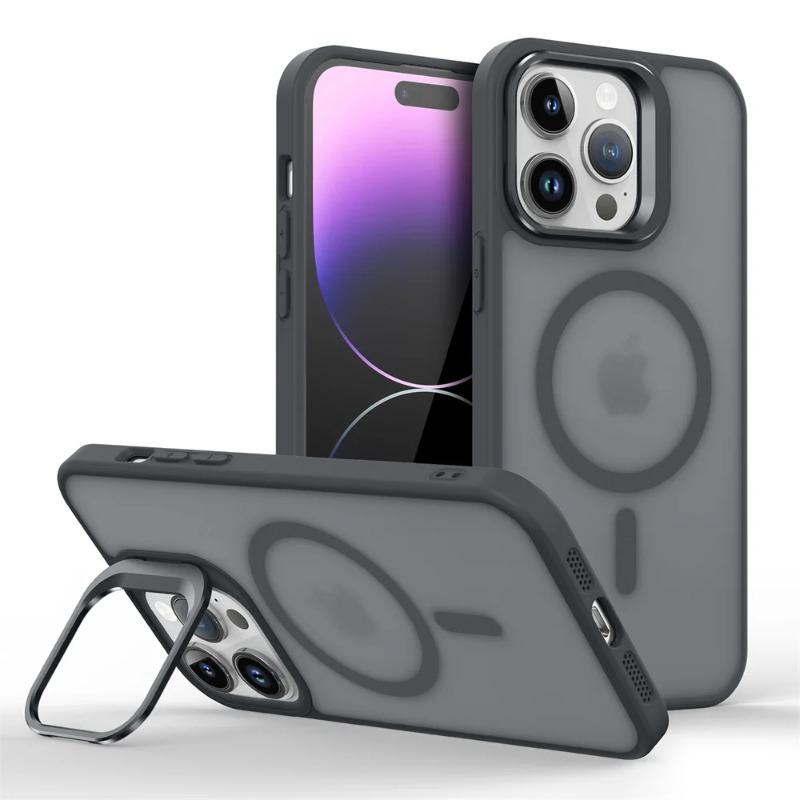 Металлическая подставка для объектива Магнитный чехол Magsafe для iPhone 17 16 15 14 13 12 Mini 11 Pro Max Plus Матовый Ударопрочный Чехол для Беспроводной Зарядки