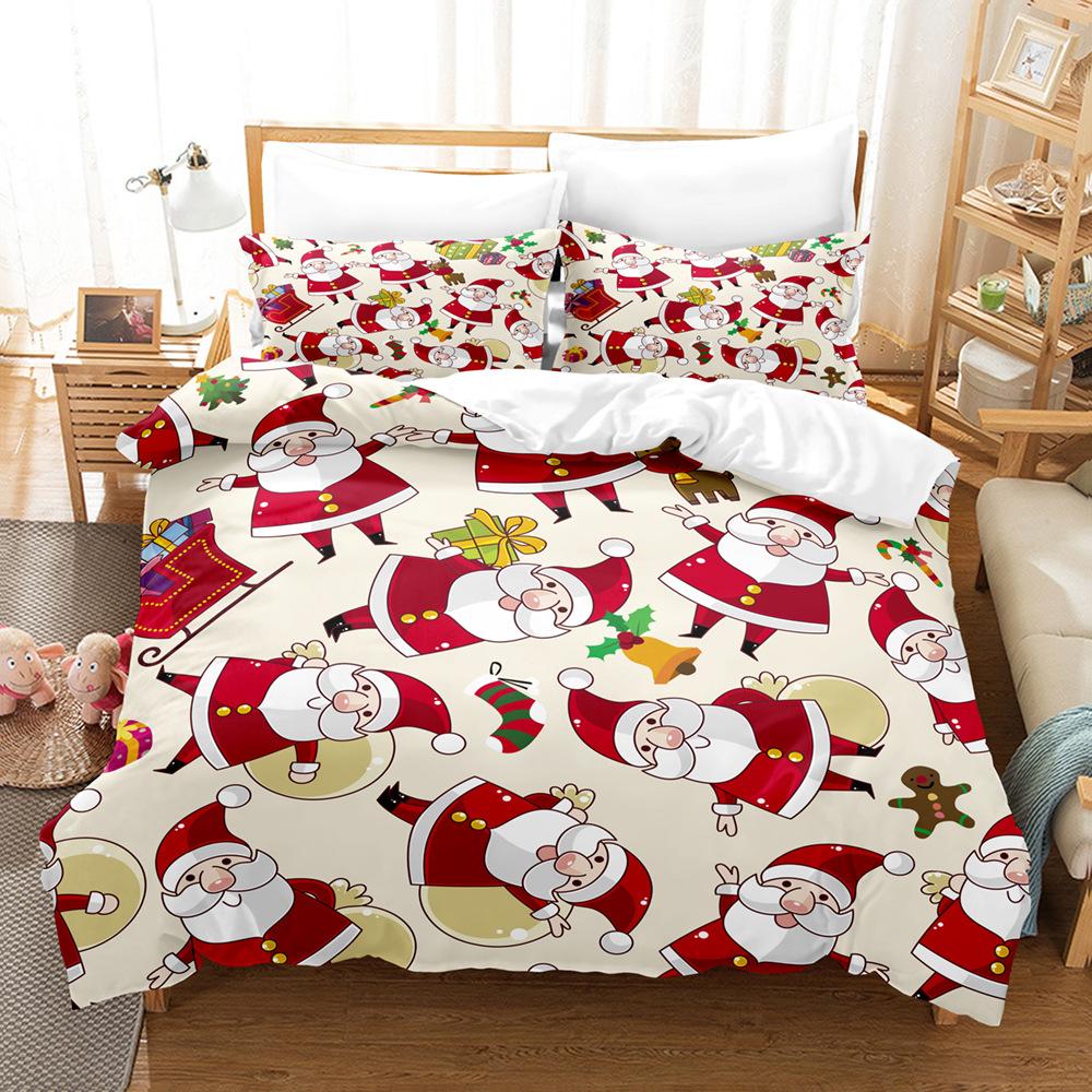 3D Merry Christmas Комплект постельного белья King Queen Bed Down Пододеяльник Наволочка 2/3 шт. Покрывало Happy New Year Роскошный домашний текстиль Подарок