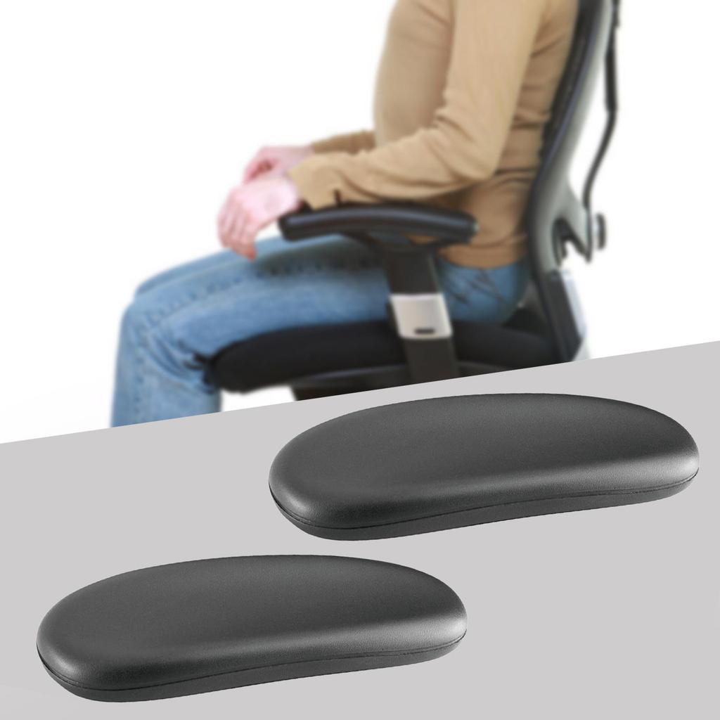 2 Replacement Gaming Chair Armrest Pads Easy to Install Simple Line Accessories Black PU Universal