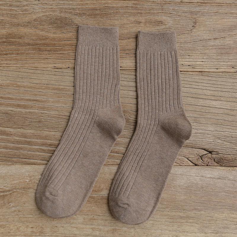 Women's Retro Forest Style Cotton Mid-Tube Socks - Versatile Solid Color for Autumn & Winter, Japanese-Style Long Pile Socks