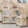 Movable Storage Rack Multifunctional Storage Organizer with 360 Degree Rotating Wheels Trolley Bookshelf Storage Rack for Kitchen Bathroom Dining