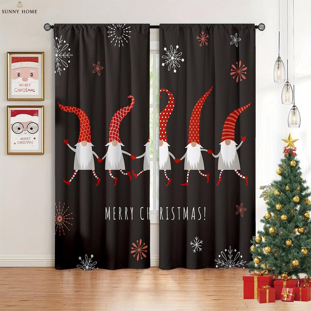 Рождественские украшения Шторы Санта-Клаус Камин Детская комната Гостиная Кабинет Окно Затемнение Теплоизоляция Шторы