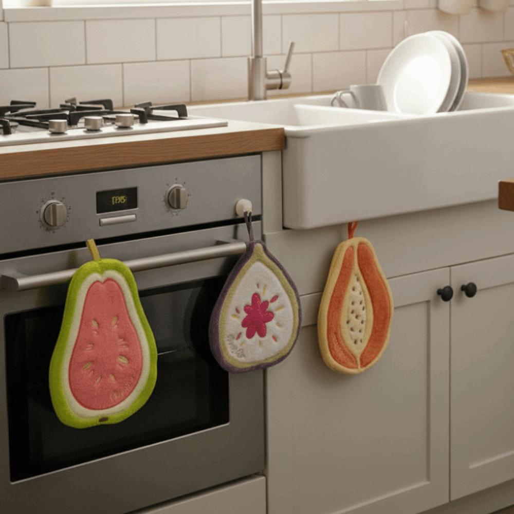 Fast Drying Fruit Shaped Hand Towel Soft Wipe Cloth Durable Plush Handkerchiefs Children