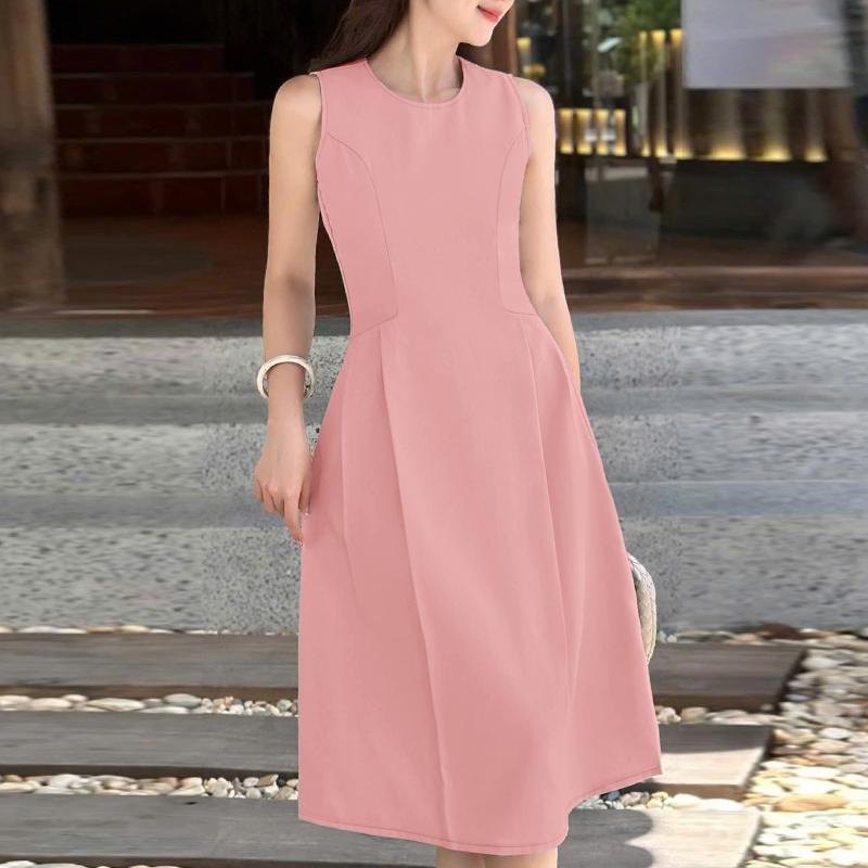 ZANZEA Женское повседневное летнее платье без рукавов с круглым вырезом