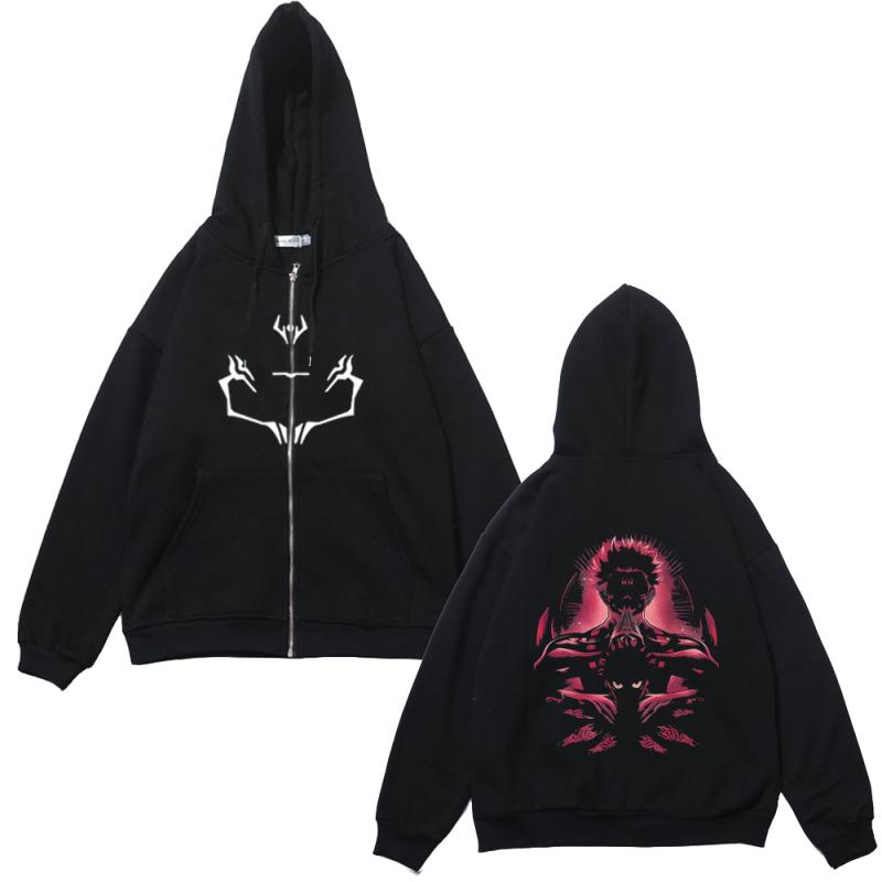 Куртки на молнии в стиле аниме, толстовки с принтом Jujutsu Kaisen, флисовые толстовки с принтом Satoru Gojo, манга, повседневные пальто, уличная одежда, одежда Y2K