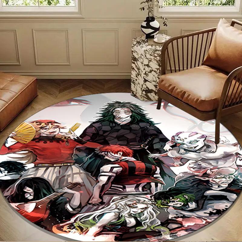 Anime Slayer Adventure Round Rug for Livingroom,Bedroom, Palyroom, Chair Rug, Area rug, Circle Carpet, Large Size Fan Christmas gift