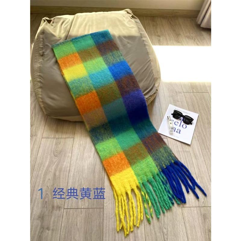 Plaid Scarf Women's Atmosphere Warm New Dry Rose Powder Autumn and Winter White Soft Fringed Shawl Scarf