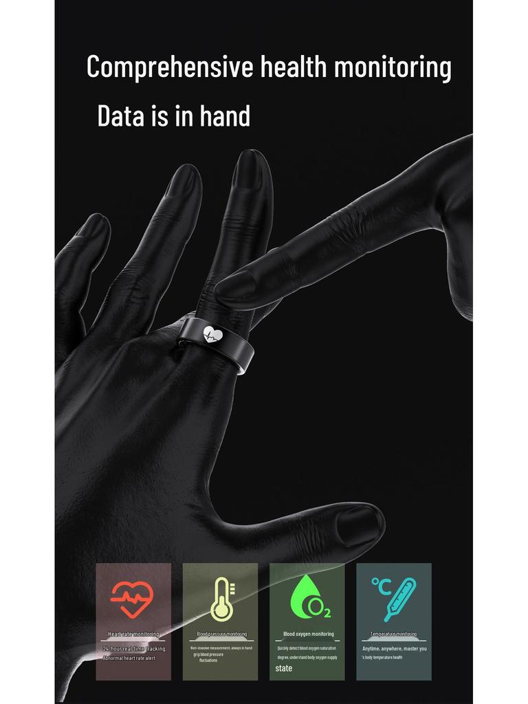 Умное кольцо здоровья R30: ЭКГ, Температура тела, Пульс, Кислород в крови, Мониторинг сна и ВСР