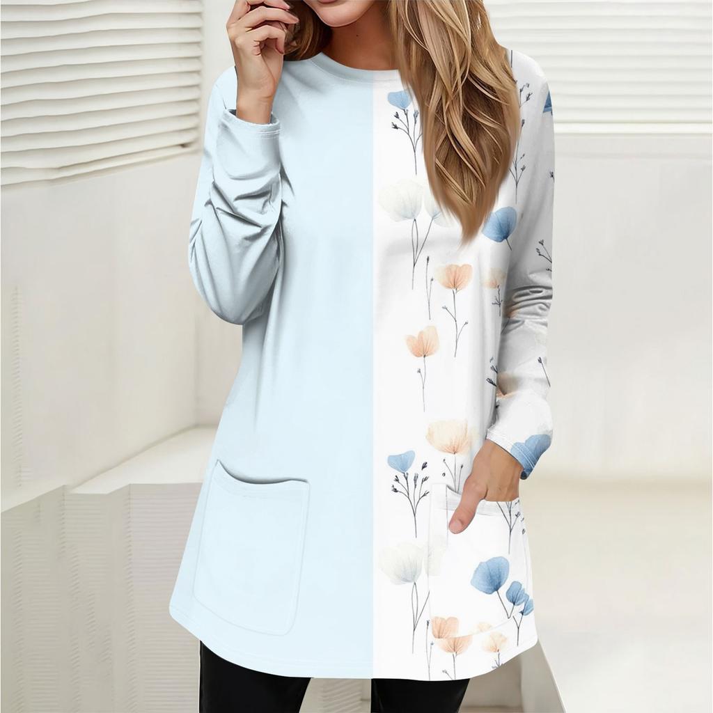 Женская толстовка, пуловер, спортивная одежда, карман, принт, повседневный топ с круглым вырезом и длинными рукавами