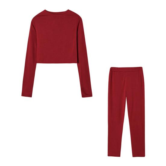 Повседневные комплекты из двух предметов для тренировок для женщин, кроп-топ с длинным рукавом, леггинсы с высокой талией, облегающие спортивные костюмы-джоггеры