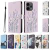 Кожаный чехол-книжка для Oppo Reno 14 13 12 11 10 Pro 14F 13FS 13A 12FS 11F Магнитный painted Чехол Кошка Цветок
