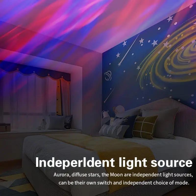1 шт. Светодиодный проектор Aurora Borealis, ночник с питанием от USB, 16 цветов RGBW, пульт дистанционного управления для спальни и дня рождения
