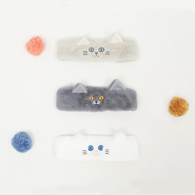 Обнимашки Кошка Женщины Девочки Пушистый Макияж Головная повязка Уход за кожей Kawaii Кошачьи Уши Эластичный Тюрбан Аксессуары для волос Головной убор Прическа Обруч для волос