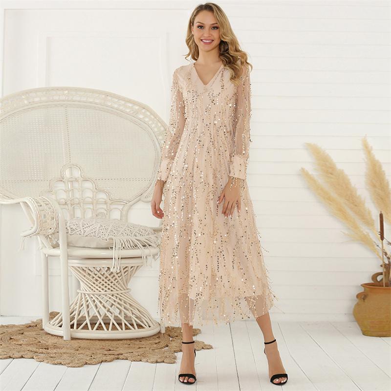 Elegant Bodycon Women's Dress for Women 2022 Summer Long Sleeve Maxi Party Bling Dresses Woman Robe Femme Ladies Vestidos Mujer