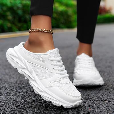 2025 большой размер спортивная обувь женская обувь лето новый сетчатый дышащий нескользящий легкий повседневный полу-тапочки для бега