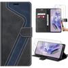 Case + 2 Tempered Glasses - E.F.Connection - for Redmi Note 12 Pro Plus 5G - Black PU Leather - Semi-rigid - Shockproof