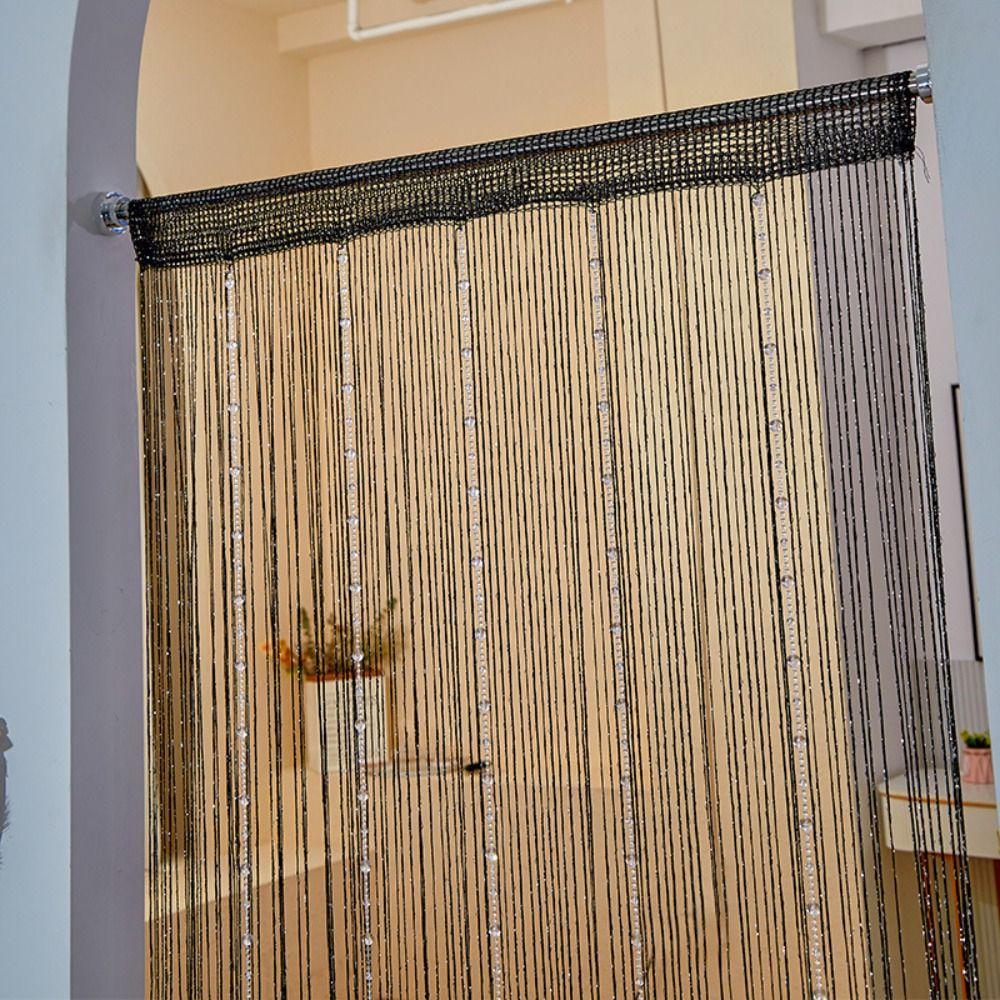 Retro Shiny Crystal Beads String Curtain Room Divider 1*2M Door Curtain Elegant Solid Color Tassel Window Curtain Home Decor